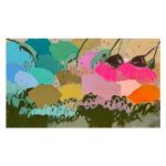 Olive Green & Pink Large Abstract Flower Painting 'Symphony'