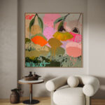 Orange Pops Large Abstract Flower Painting 'Walking with Flowers'