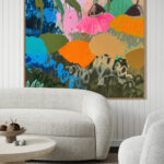 Bold Blues Large Abstract Flower Painting 'Wild at Heart'