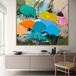 Emerald Green Abstract Flower Painting 'Little Moments'