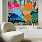 Emerald Green Abstract Flower Painting 'Little Moments'